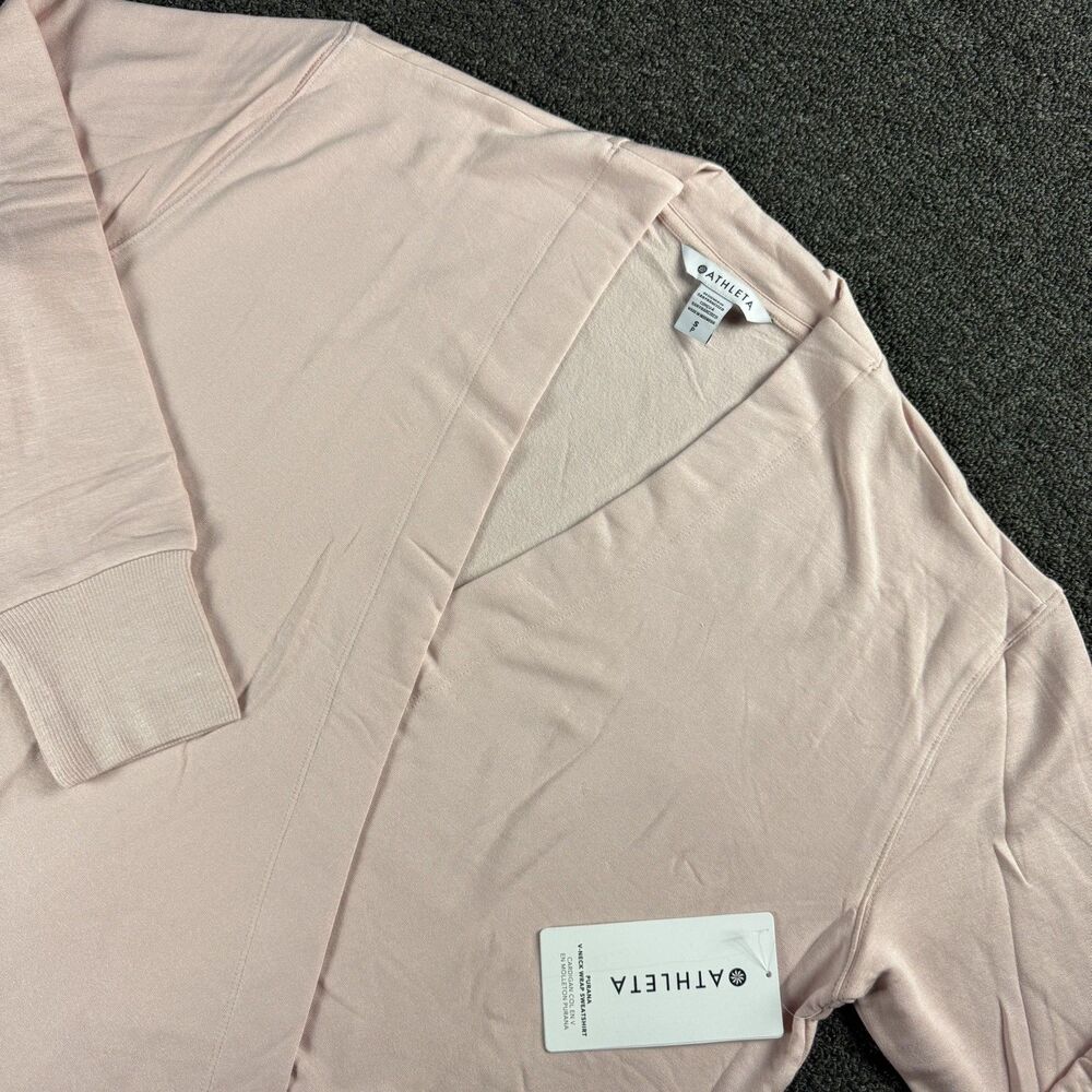 NWT Athleta Purana V-Neck Wrap Sweatshirt Pink Women's Small Balletcore